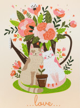 Кристальная ( алмазная) мозаика  " ФРЕЯ" ALBP- 308 постер " Цветы и котики" 30 х 40 см